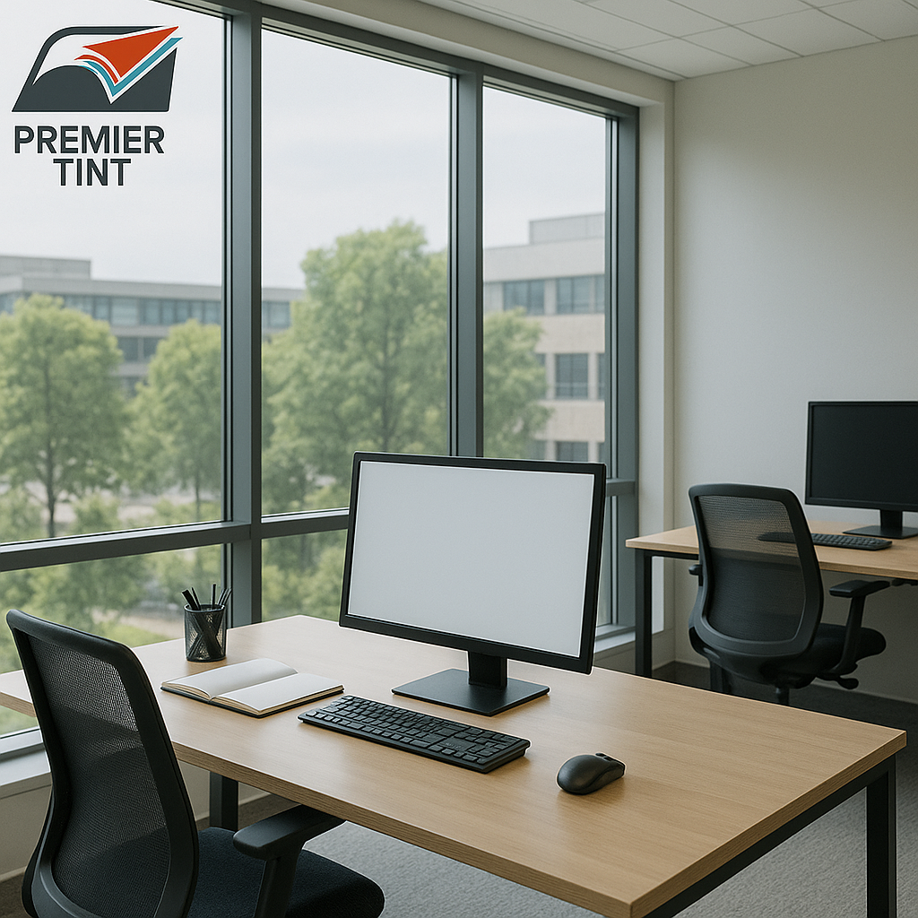 Office windows with architectural film
